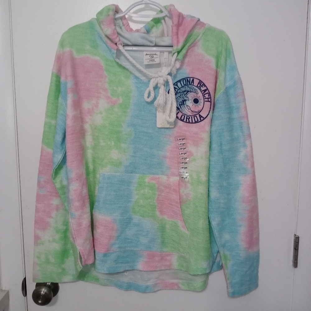 Dreamsicle Pastel KIWI Long Sleeve Stretch Hooded Beach Cover up Dayton Beach L